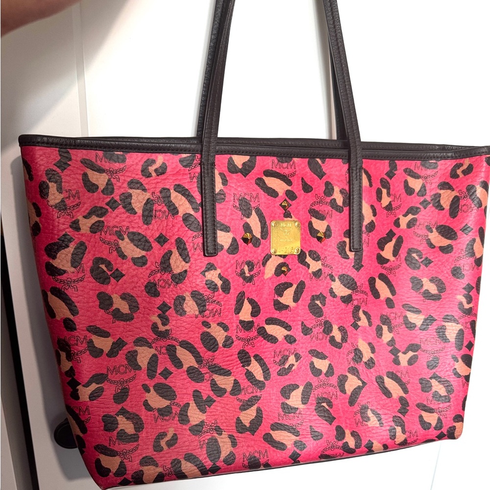 MCM pink and Black Leopard Tote Patricia Cloths tote